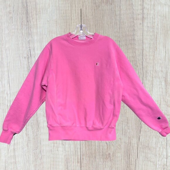 CHAMPION Reverse Weave Heavy Weight Neon Pink Crew Neck Sweatshirt Women's S - Picture 1 of 2